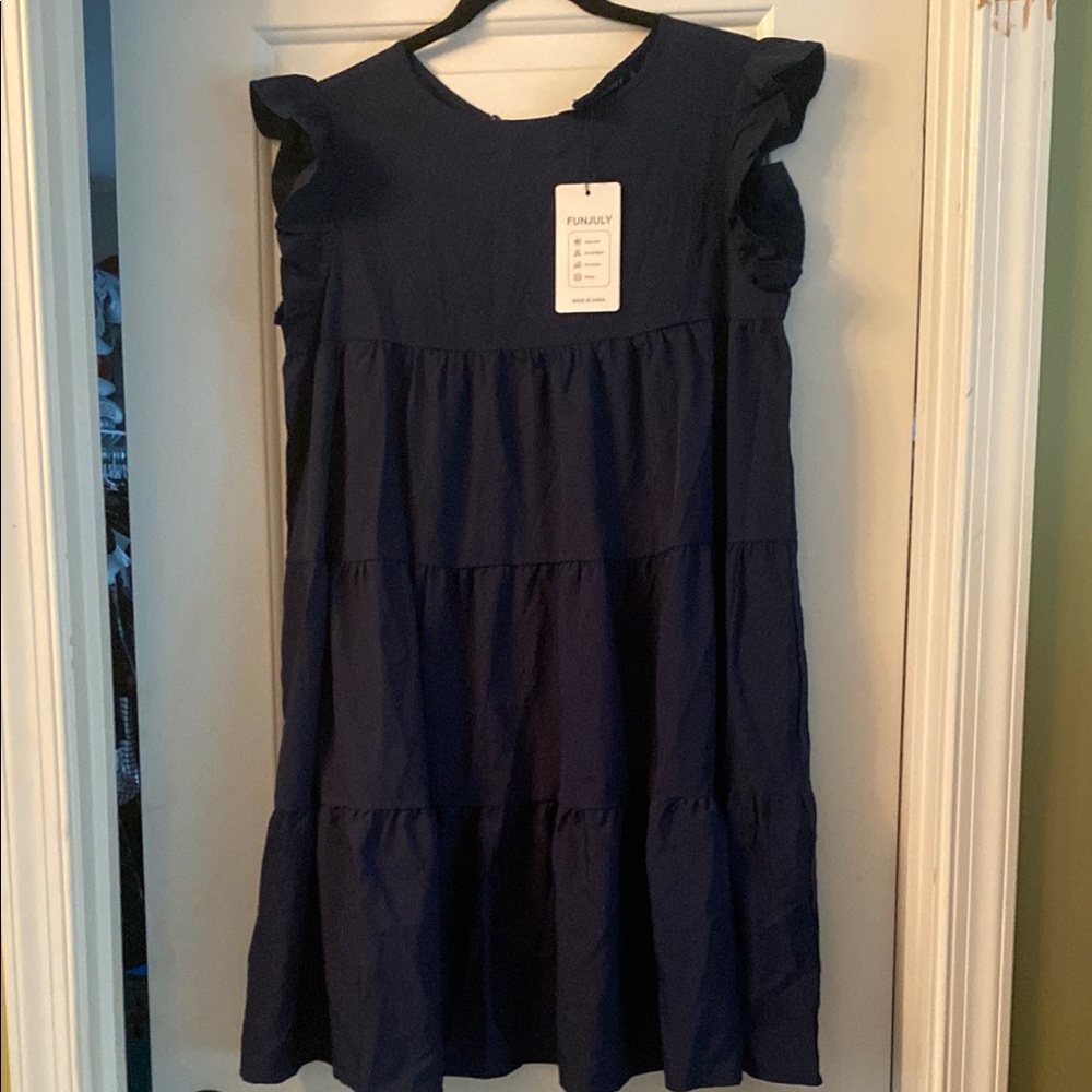 Navy Blue Women’s Fun July Tiered Dress